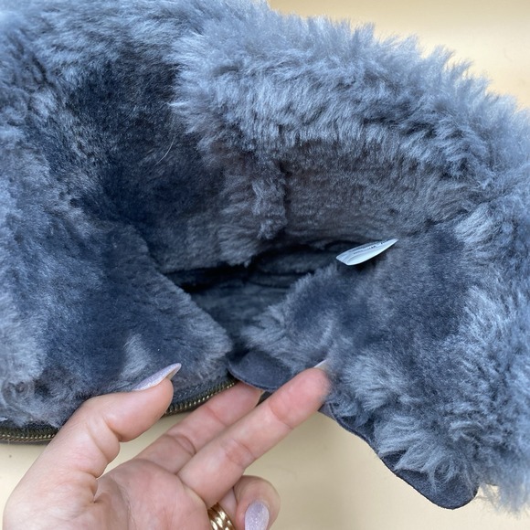 Lamo Women's Suede Fur Lined Mid Calf Boots Blue US 9 Zipper Winter - Picture 10 of 10